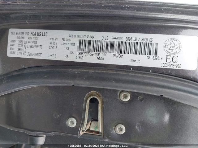 12552685 :رقم المزاد ، 1C6RR7GM7FS641293 vin ، 2015 Ram 1500 Slt مزاد بيع