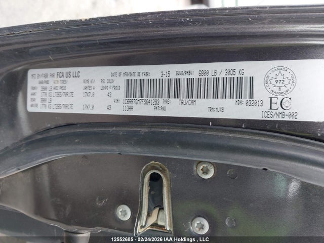 12552685 :رقم المزاد ، 1C6RR7GM7FS641293 vin ، 2015 Ram 1500 Slt مزاد بيع