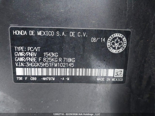 Продаж на аукціоні авто 2015 Honda Fit Lx, vin: 3HGGK5H51FM102145, номер лоту: 12552710