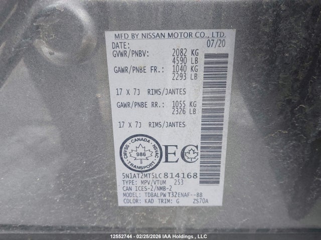 Nissan ROGUE S 2020 5N1AT2MT5LC814168 Image 9