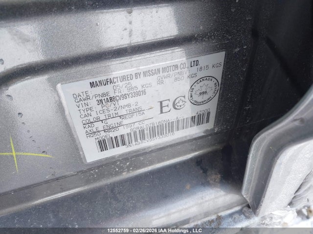 3N1AB8CV9SY339016 Nissan SENTRA SV