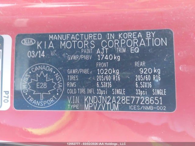Aukcja sprzedaży 2014 Kia Soul, vin: KNDJN2A28E7728651, numer aukcji: 12552777