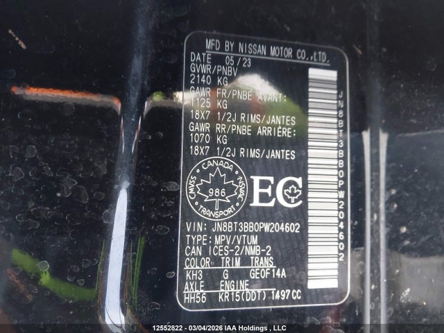 Продажа на аукционе авто 2023 Nissan Rogue Sv, vin: JN8BT3BB0PW204602, номер лота: 12552822