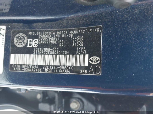 Aukcja sprzedaży 2006 Toyota Corolla Matrix Xr, vin: 2T1KR32E56C601704, numer aukcji: 12552835