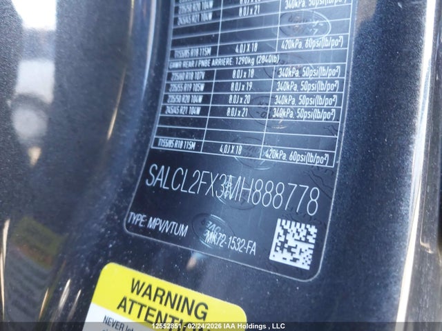 SALCL2FX3MH888778 Land Rover Discovery Sport R-dynamic Se
