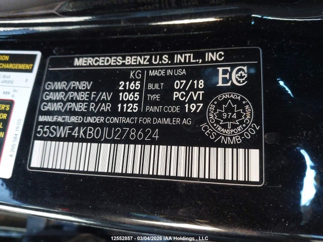55SWF4KB0JU278624 Mercedes-Benz C 300 4matic