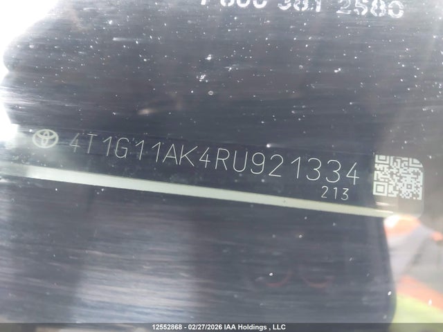 4T1G11AK4RU921334 Toyota Camry Se Night Shade/se