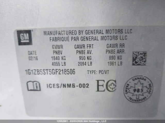 1G1ZB5ST5GF218506 Chevrolet MALIBU LS