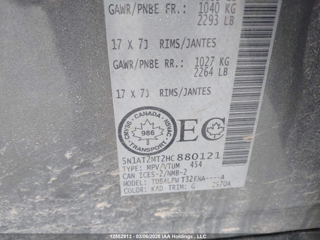 Продажа на аукционе авто 2017 Nissan Rogue S/sv, vin: 5N1AT2MT2HC880121, номер лота: 12552913