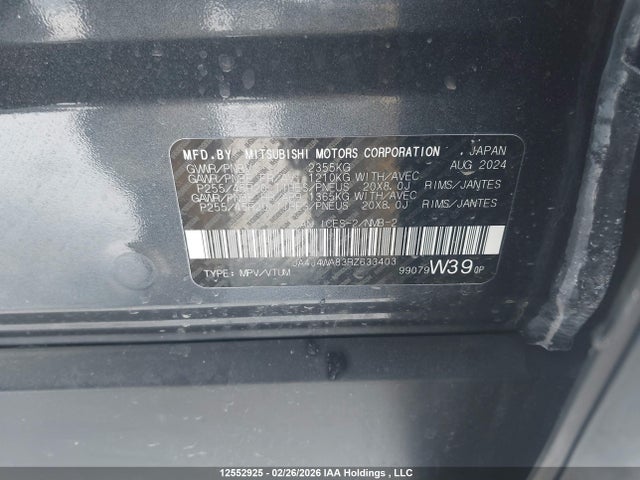 JA4J4WA83RZ633403 Mitsubishi Outlander