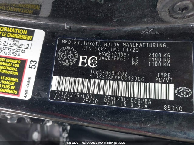 2023 Toyota Camry Xse მანქანა იყიდება აუქციონზე, vin: 4T1K31AKXPU612906, აუქციონის ნომერი: 12552967