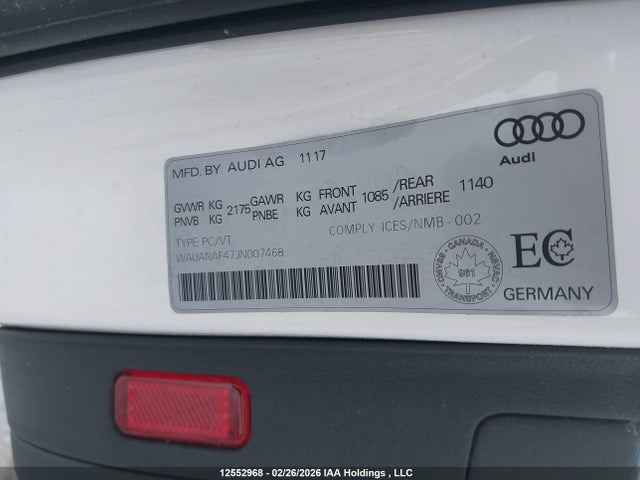 WAUANAF47JN007468 Audi A4 Komfort