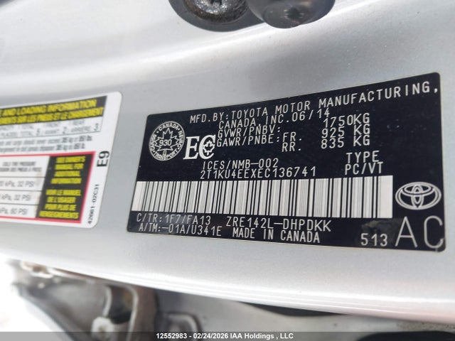 Aukcja sprzedaży 2014 Toyota Matrix Wagon, vin: 2T1KU4EEXEC136741, numer aukcji: 12552983