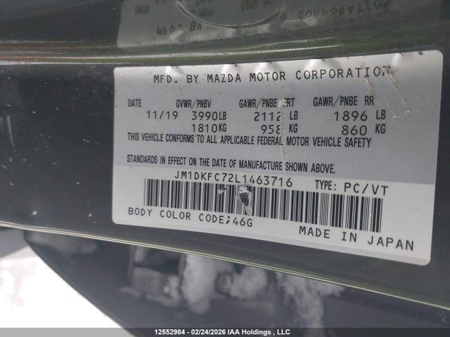 2020 Mazda Cx-3 Gs მანქანა იყიდება აუქციონზე, vin: JM1DKFC72L1463716, აუქციონის ნომერი: 12552984