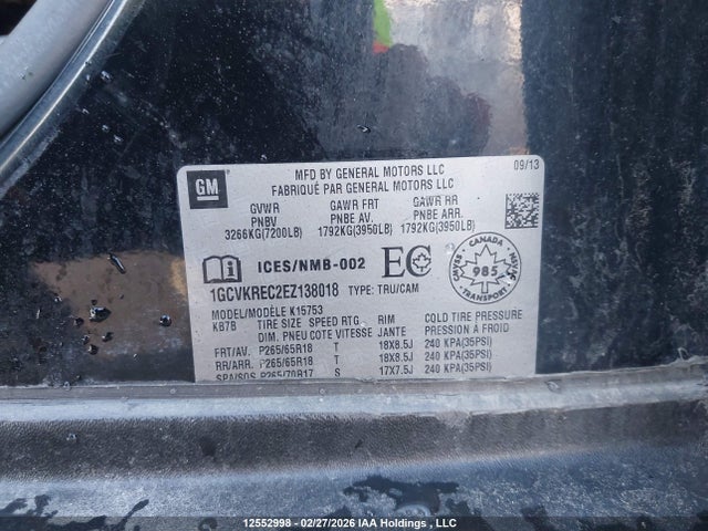 1GCVKREC2EZ138018 Chevrolet Silverado 1500 1lt/2lt