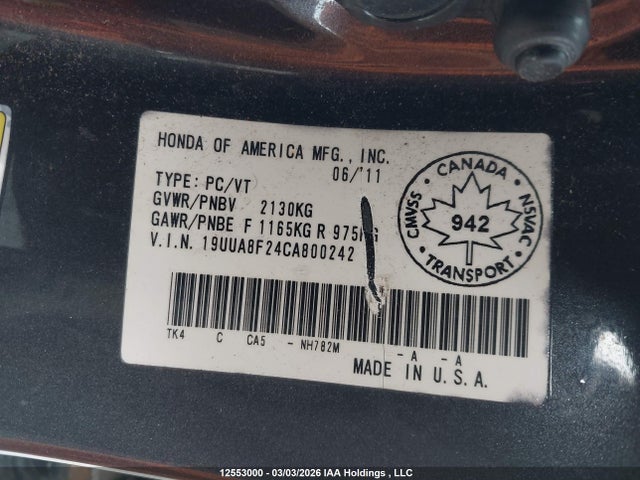 Продажа на аукционе авто 2012 Acura Tl, vin: 19UUA8F24CA800242, номер лота: 12553000