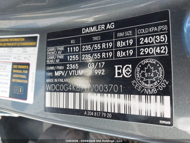 WDC0G4KB7HV003701 Mercedes-Benz Glc 300 4matic