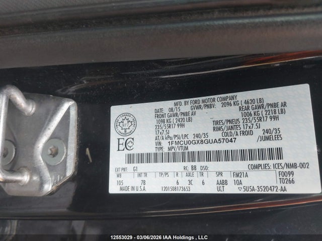 1FMCU0GX8GUA57047 Ford ESCAPE SE
