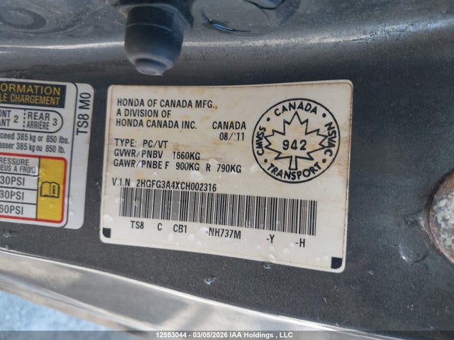 Aukcja sprzedaży 2012 Honda Civic Lx, vin: 2HGFG3A4XCH002316, numer aukcji: 12553044