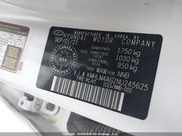 Aukcja sprzedaży 2022 Hyundai Elantra, vin: KMHLM4AG2NU245625, numer aukcji: 12553050