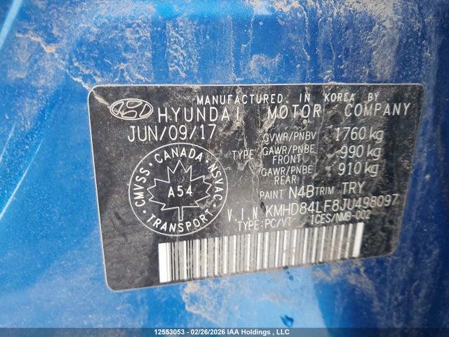 KMHD84LF8JU498097 Hyundai Elantra Sel/value/limited