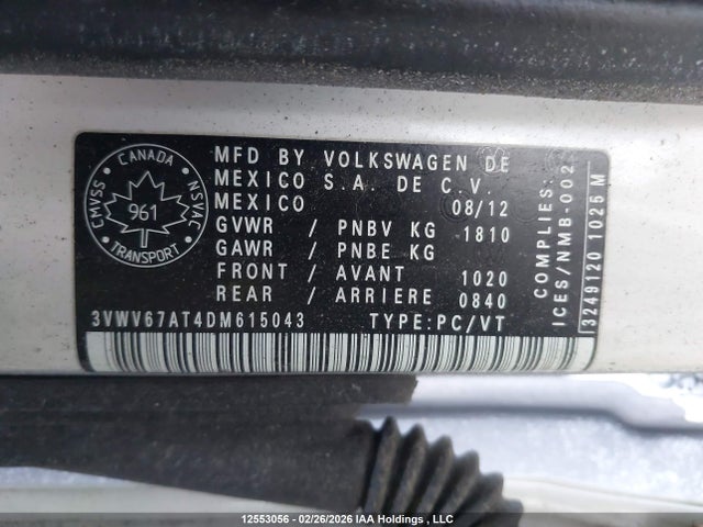 Продажа на аукционе авто 2013 Volkswagen Beetle Turbo, vin: 3VWV67AT4DM615043, номер лота: 12553056