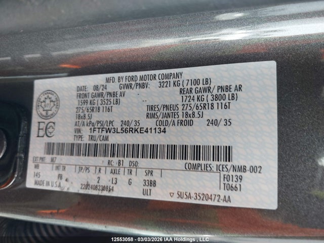 1FTFW3L56RKE41134 Ford F-150