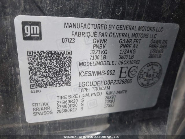 1GCUDEED0PZ326806 Chevrolet Silverado K1500 Rst
