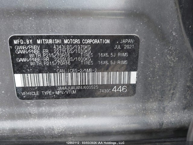 JA4AJUAU4NU600525 Mitsubishi RVR ES