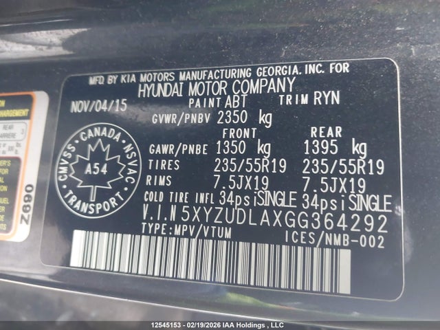 5XYZUDLAXGG364292 Hyundai Santa Fe Sport 2.0t Limited Adventure Edition