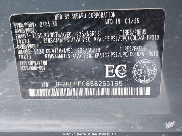 Subaru Crosstrek Onyx 2025 JF2GUHFC8S8255195 Image 19