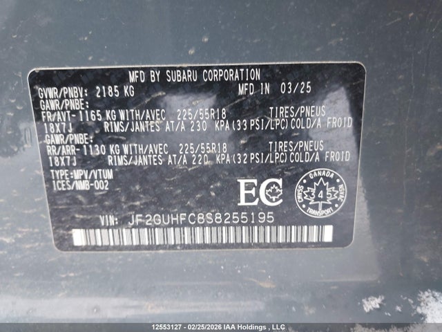 Subaru Crosstrek Onyx 2025 JF2GUHFC8S8255195 Image 9