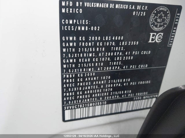 3VVUC7B21SM025510 Volkswagen Taos