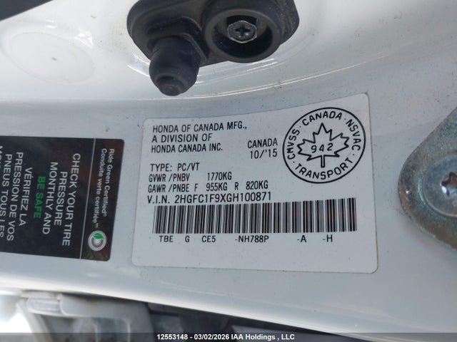 2HGFC1F9XGH100871 Honda Civic