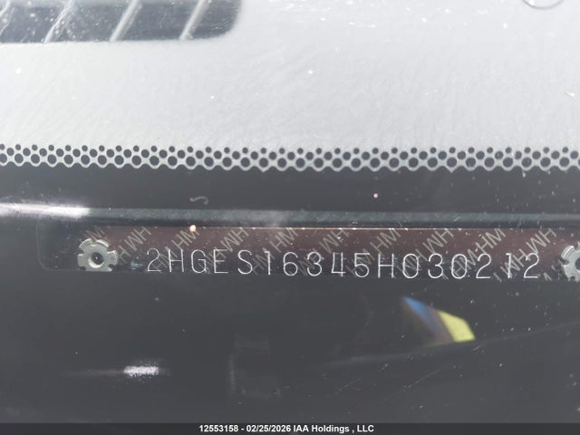 12553158 :رقم المزاد ، 2HGES16345H030212 vin ، 2005 Honda Civic Dx Vp مزاد بيع