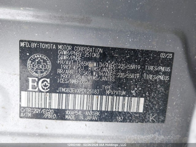 Aukcja sprzedaży 2023 Toyota Rav4 Prime Xse, vin: JTMGB3FVXPD125183, numer aukcji: 12553180
