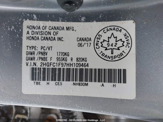 Honda Civic 2017 2HGFC1F97HH109464 Image 9