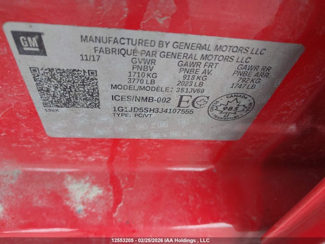 1G1JD5SH3J4107555 Chevrolet SONIC LT