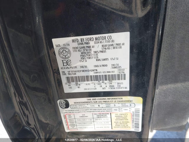 1FTFW1EF9EKG12978 Ford F-150 Xlt