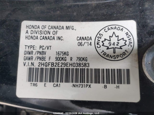 Honda Civic Dx 2014 2HGFB2E29EH038583 Image 19