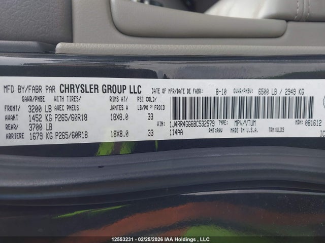 Продаж на аукціоні авто 2011 Jeep Grand Cherokee Laredo, vin: 1J4RR4GG6BC532579, номер лоту: 12553231