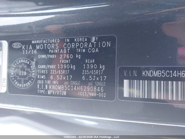 Aukcja sprzedaży 2017 Kia Sedona Lx, vin: KNDMB5C14H6290846, numer aukcji: 12553243