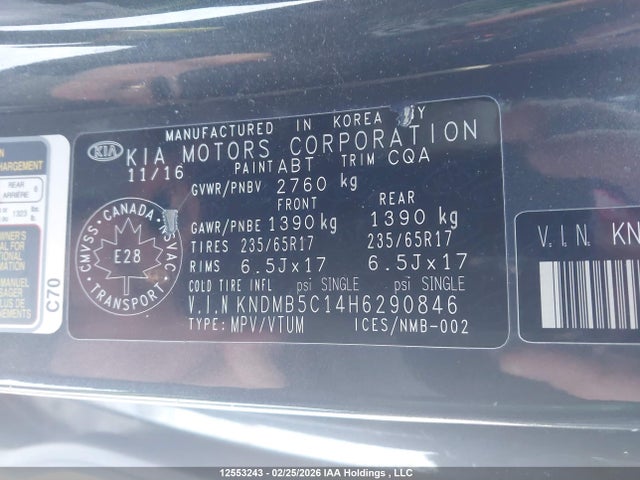 Aukcja sprzedaży 2017 Kia Sedona Lx, vin: KNDMB5C14H6290846, numer aukcji: 12553243