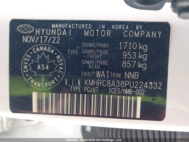 Продаж на аукціоні авто 2023 Hyundai Venue, vin: KMHRC8A38PU224332, номер лоту: 12553252