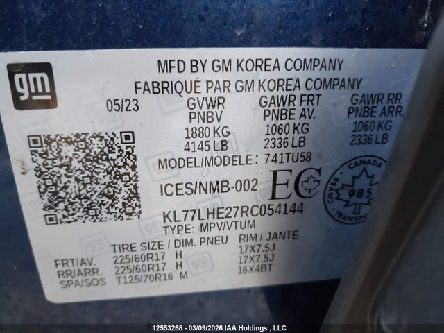 KL77LHE27RC054144 Chevrolet Trax
