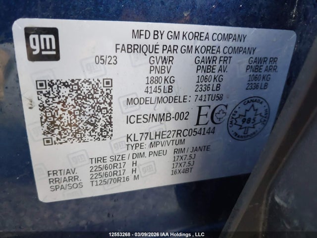 KL77LHE27RC054144 Chevrolet Trax