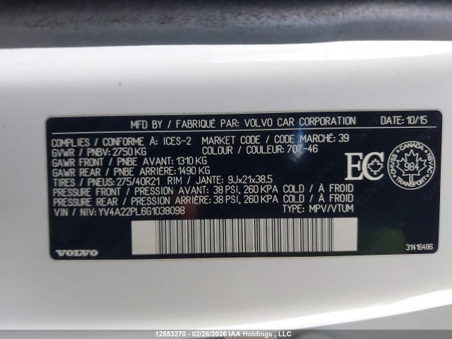 YV4A22PL6G1038098 Volvo XC90 T6