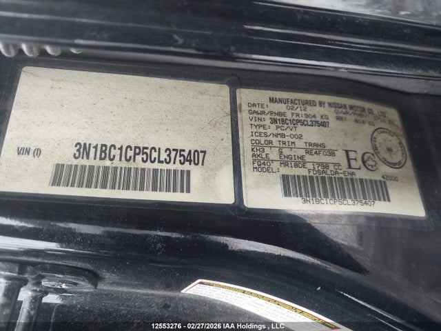 Продаж на аукціоні авто 2012 Nissan Versa S/sl, vin: 3N1BC1CP5CL375407, номер лоту: 12553276