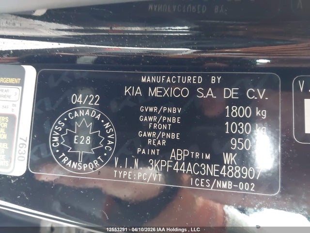 Продажа на аукционе авто 2022 Kia Forte Gt Limited, vin: 3KPF44AC3NE488907, номер лота: 12553291