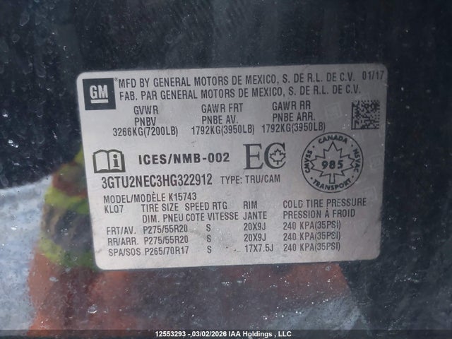 3GTU2NEC3HG322912 GMC Sierra 1500 Slt